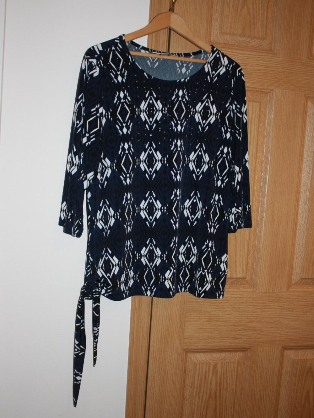 CJ Banks Tunic w/ side tie Blue/Black Women's size XL